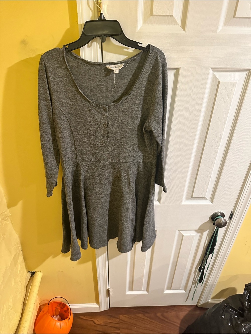 Cloudchaser Gray Scoop Neck Knit Peplum Sweater Dress XL